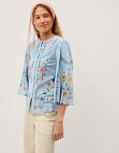 Alice Floral Embroidered Top, Blue (BLUE), large