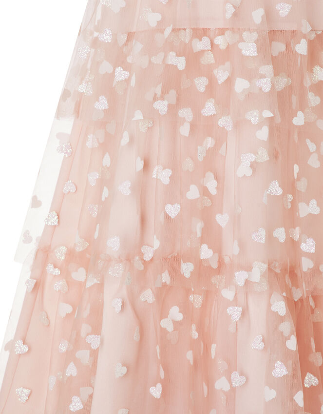 Heart Print Ruffle Dress, Pink (PINK), large
