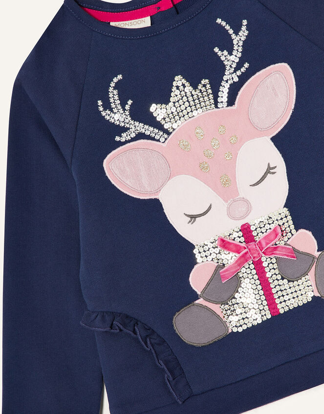 Baby Reindeer Top and Leggings, Blue (NAVY), large