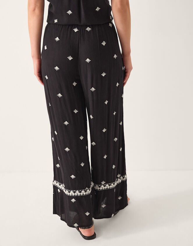 Samara Embroidered Wide Leg Trousers Black
