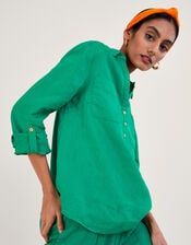 Linen Collar Overhead Shirt, Green (GREEN), large