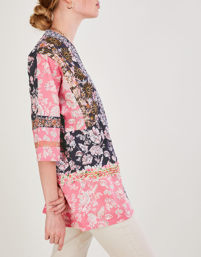 Premium Floral Print Embellished Jacket, Black (BLACK), large