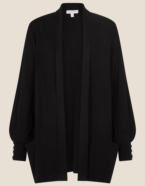 Shawl Collar Pocket Cardigan, Black (BLACK), large