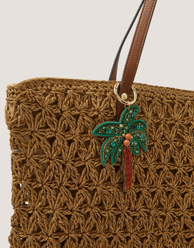 Beaded Palm Tree Bag Charm, , large