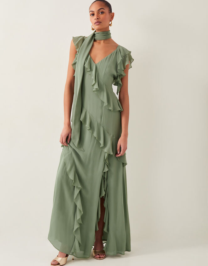 Romy Ruffle Maxi Dress, Green (SAGE), large
