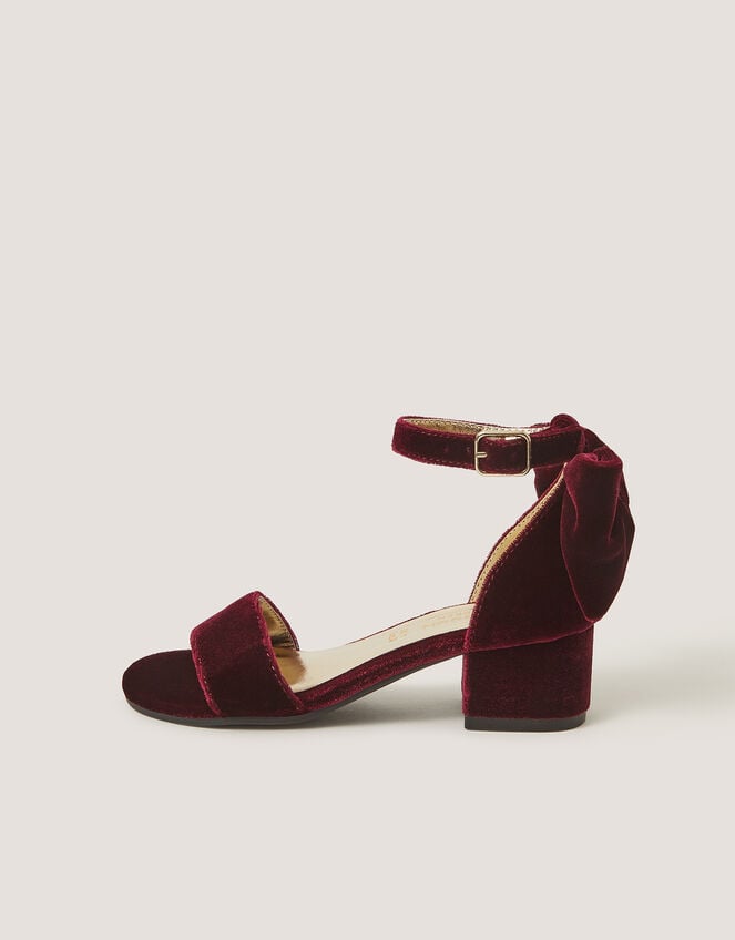 Open-Toe Bow Heels, Red (BURGUNDY), large