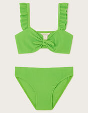 Tie Bow Textured Bikini Set, Green (GREEN), large