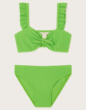 Tie Bow Textured Bikini Set, Green (GREEN), large