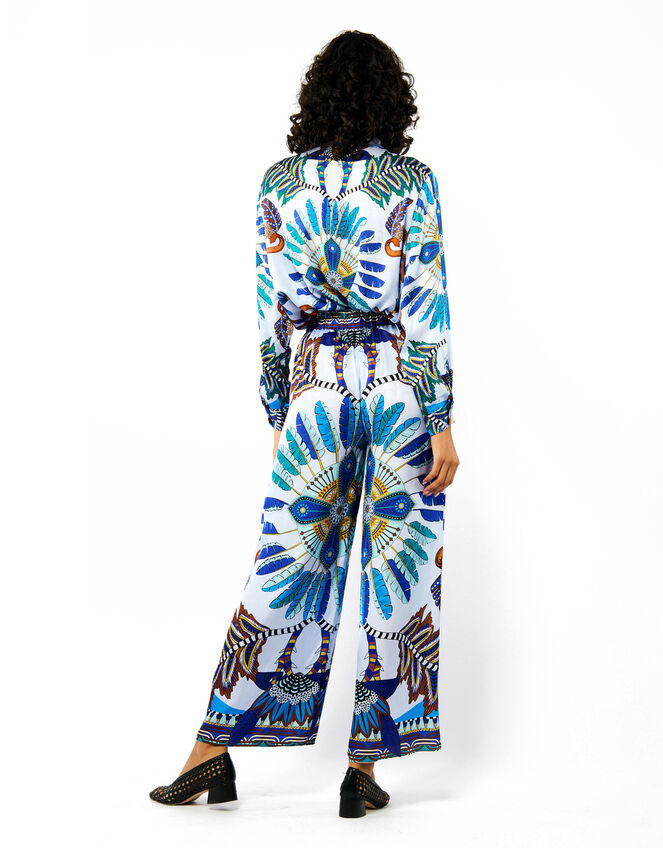 Wild Athena Feather Print Trousers, Blue (BLUE), large