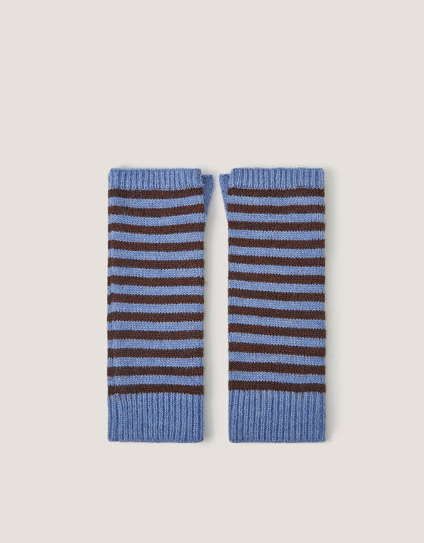 Stripe Knitted Wrist Warmers, , large