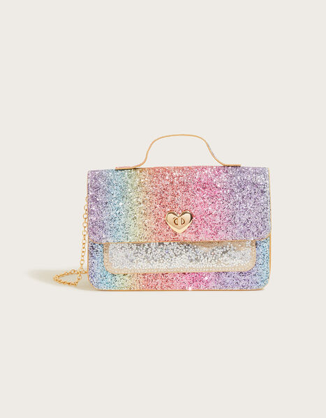 Rainbow Glitter Shaker Satchel Bag, , large