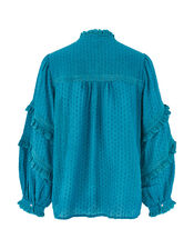East Embroidered Ruffle Sleeve Blouse, Green (GREEN), large