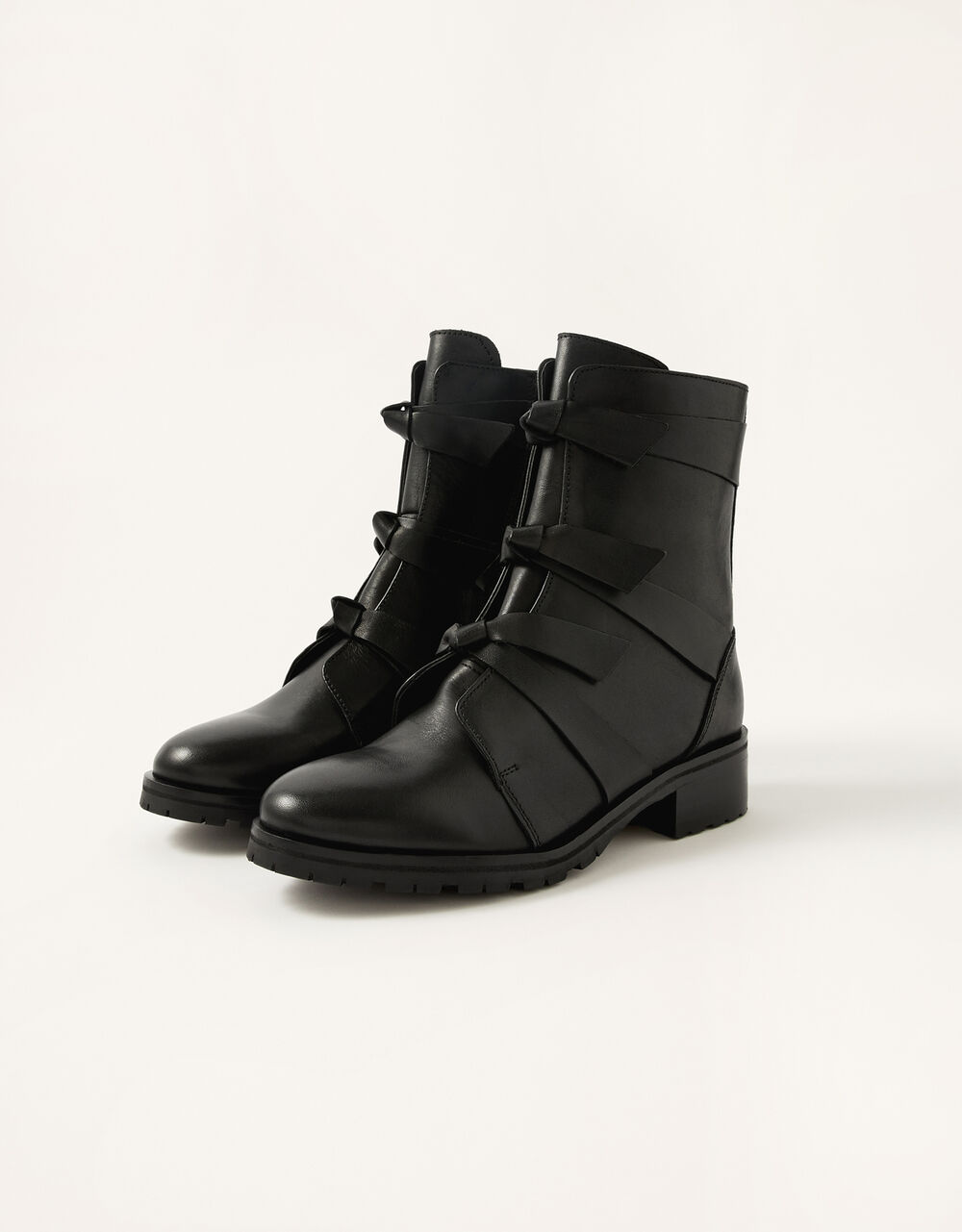 Women Women's Shoes | Bow Detail Biker Boots Black - PW23671