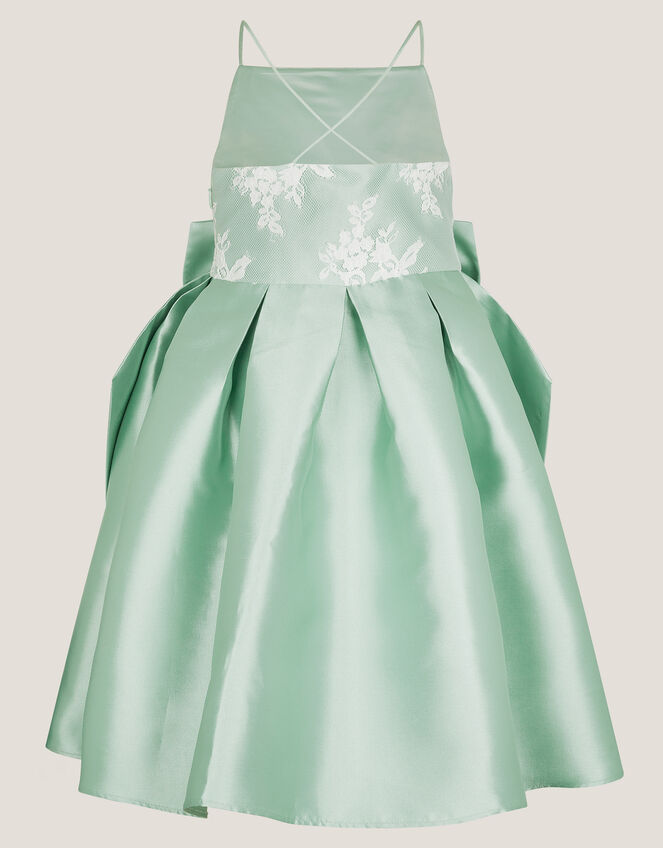 Juniper Satin Lace Bow Bridesmaid Dress, Green (SAGE), large