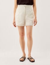 Irina Lace Trim Shorts, White (WHITE), large