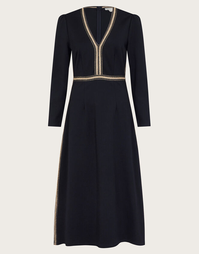 Pora Ponte Jersey Midi Dress, Black (BLACK), large