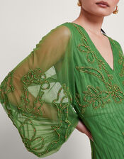 Maeva Hand-Embroidered Dress, Green (GREEN), large