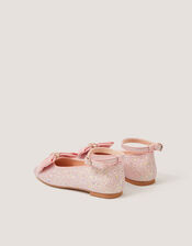 Bow Glitter Ballet Flats, Pink (PINK), large
