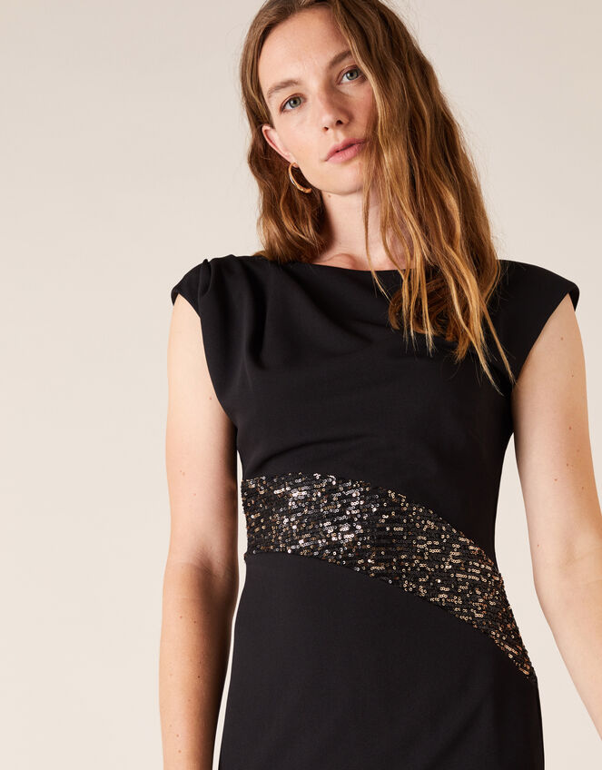 Olive Sequin Stretch Maxi Dress, Black (BLACK), large