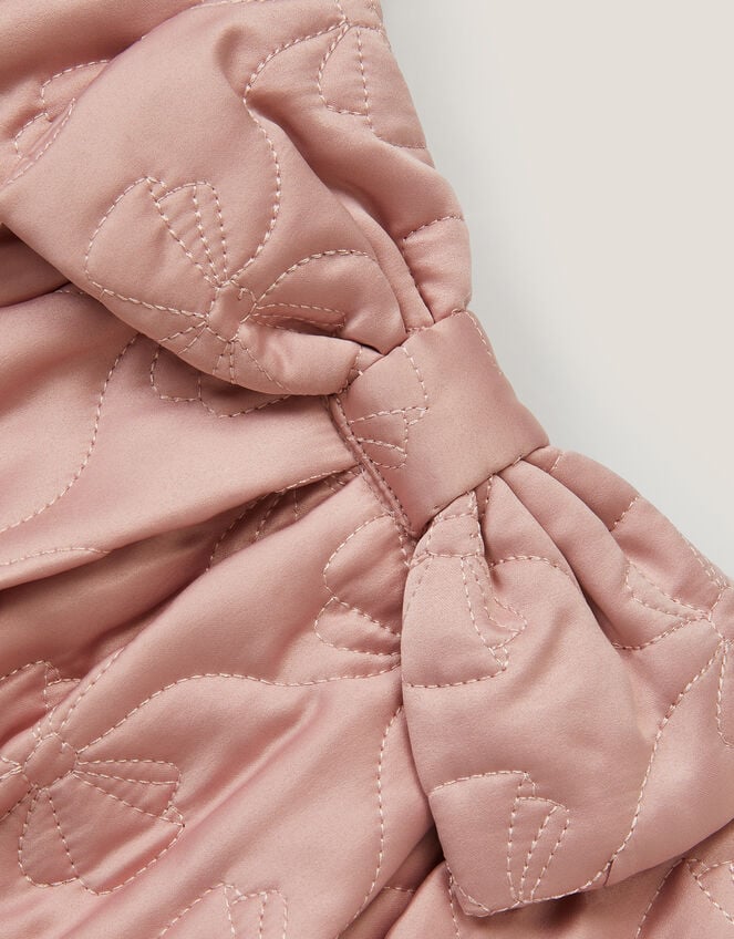 Bow Quilted Satin Skirt, Pink (PALE PINK), large