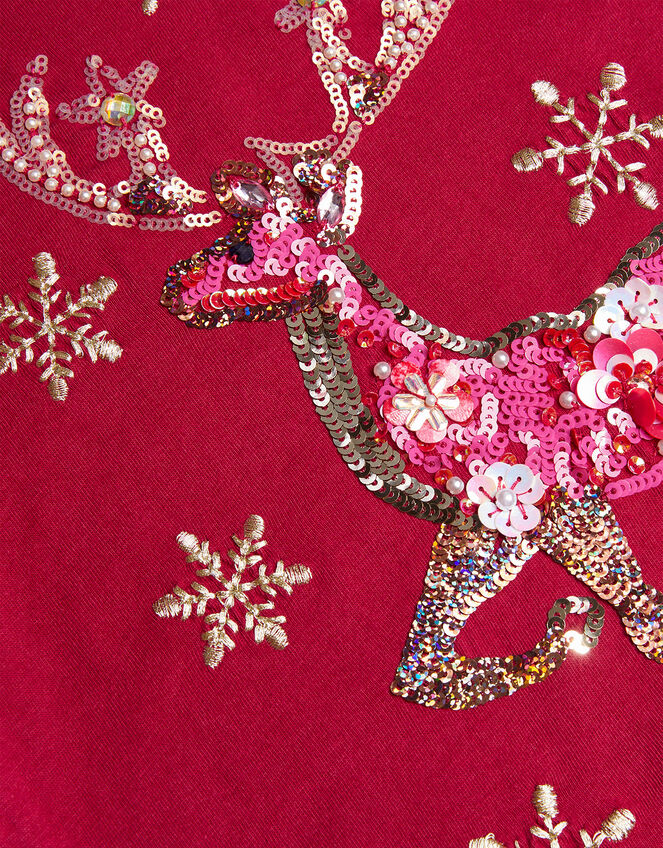 Christmas Reindeer Long Sleeve Top, Red (RED), large