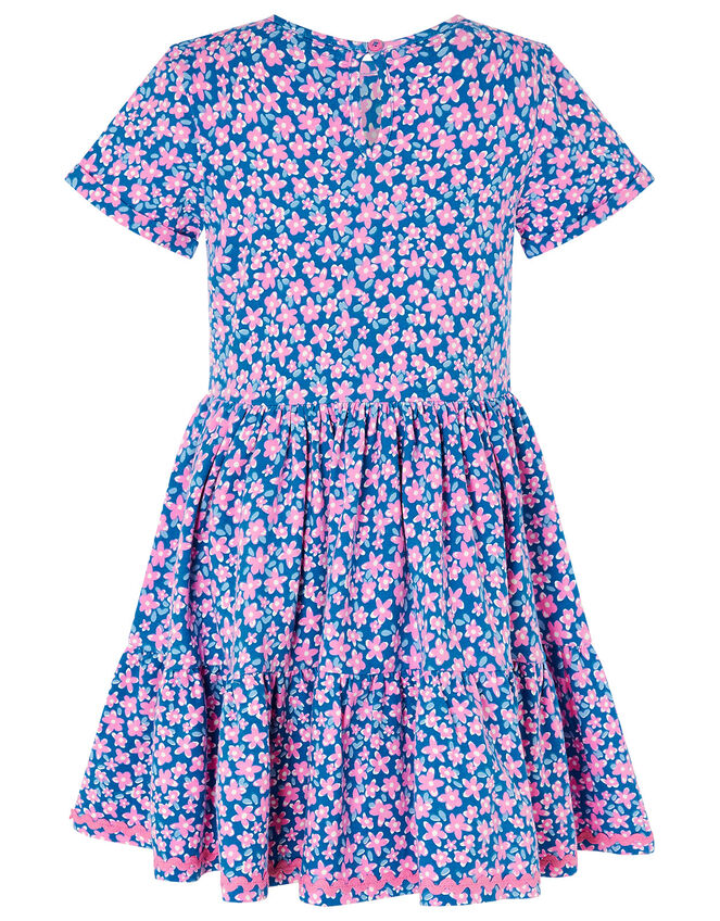 Geo Flower Jersey Dress with Organic Cotton, Pink (PINK), large