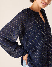 Beaded Spot Blouse, Blue (NAVY), large