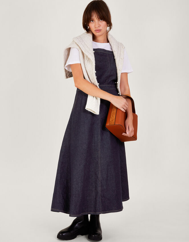Penny Denim Pinafore, Blue (INDIGO), large