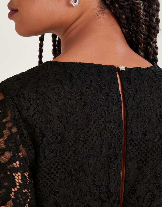 Lucia Lace Tea Dress, Black (BLACK), large