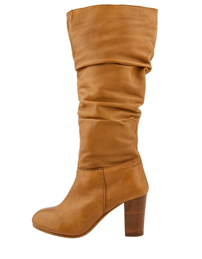 Sophie Leather Slouch Boots Tan | Women's Shoes | Monsoon UK.