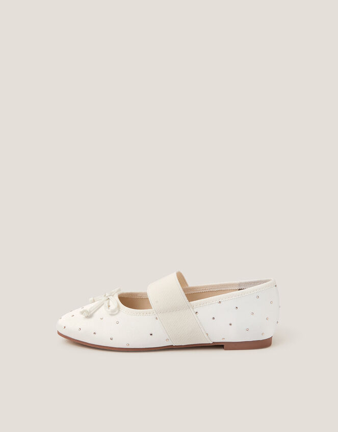 Diamante Elastic Ballet Flats, Ivory (IVORY), large