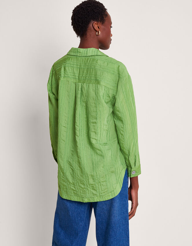 Sofia Long Sleeve Textured Shirt, Green (GREEN), large