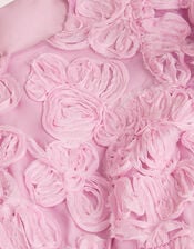 Short Sleeve Textured Floral Dress, Pink (PINK), large