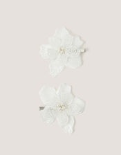 2-Pack Beaded Flower Hair Clips, , large