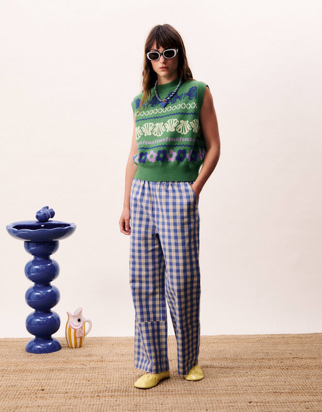 FRNCH Johan Fish Knit Vest, Green (GREEN), large