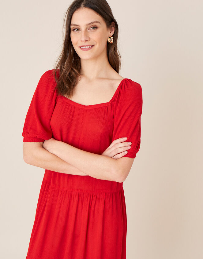 Square Neck Midi Dress in LENZING™ ECOVERO™, Red (RED), large