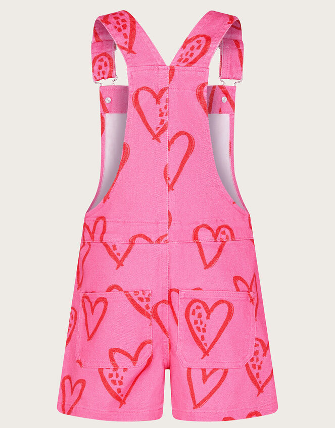 Heart Print Denim Dungarees, Pink (PINK), large