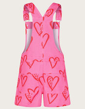 Heart Print Denim Dungarees, Pink (PINK), large