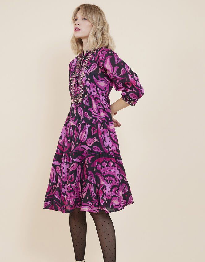 East Perla Cotton Embroidered Dress, Purple (PURPLE), large