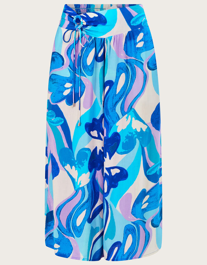 Swirl Print Cropped Trousers in LENZING™ ECOVERO™, Blue (BLUE), large