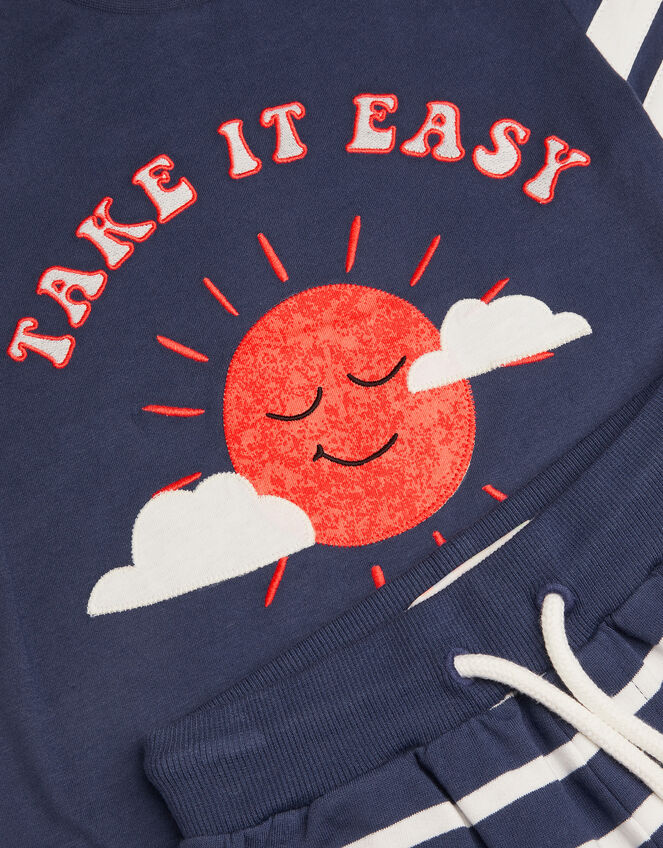 Take It Easy T-Shirt and Stripe Shorts Set, Blue (NAVY), large