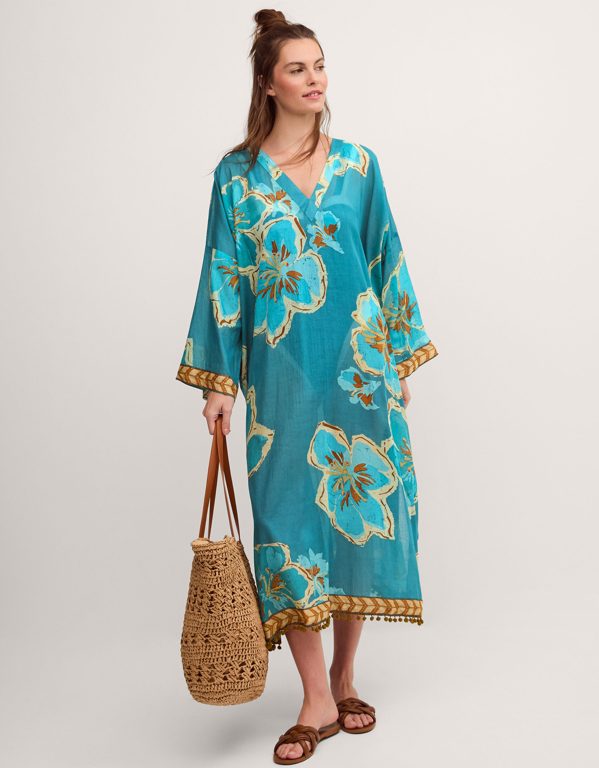 Yasmin Floral Print Midi Kaftan