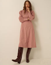 Skye Stretch Corduroy Midi Shirt Dress, Pink (PINK), large