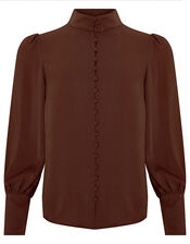 Penny High Neck Blouse, Brown (CHOCOLATE), large