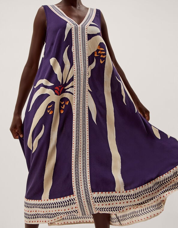 Paloma Sleeveless Print Midi Dress, Blue (NAVY), large