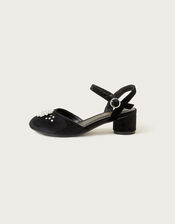 Diamante Flower Two-Part Heels, Black (BLACK), large