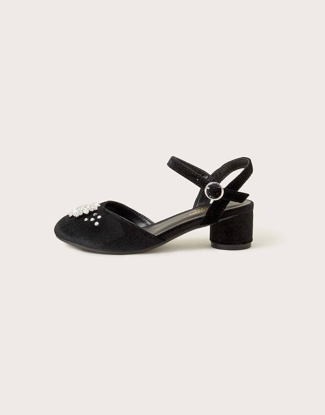 Diamante Flower Two-Part Heels, Black (BLACK), large