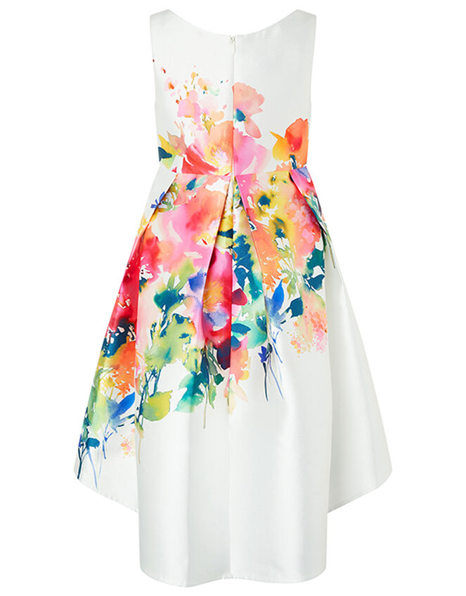 Rainbow Floral Occasion Dress, Ivory (IVORY), large