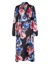 Crās Floral Print Wrap Dress, Black (BLACK), large
