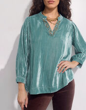 East Lorna Crinkle Velvet Top, Teal (TEAL), large